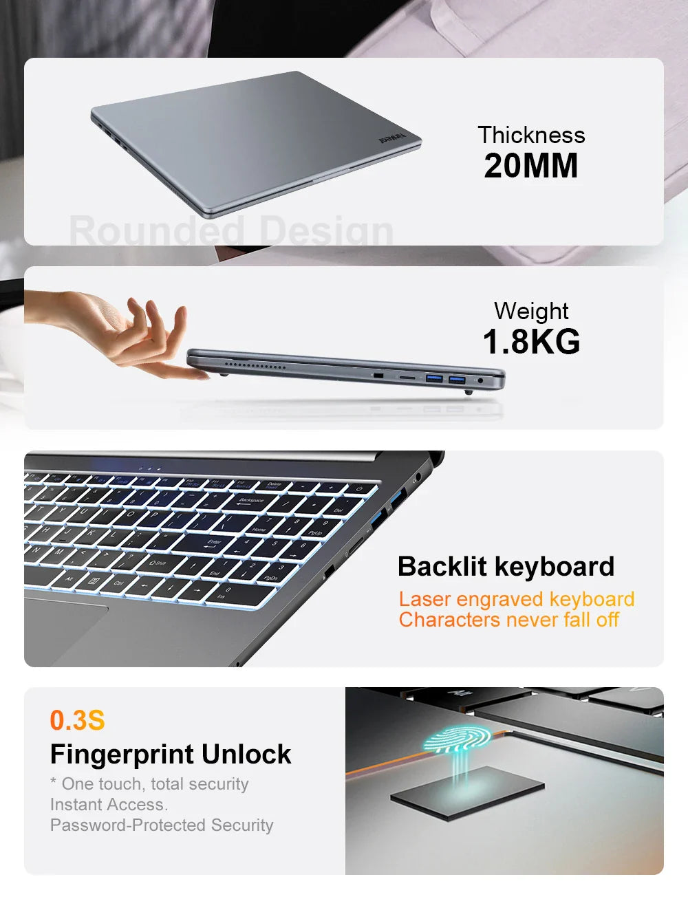 Ordinateur portable Ninkear A15 Pro 16" IPS 2.5K FHD AMD Ryzen5 5500U, 16G DDR4 3200Mhz+512Go SSD, batterie 54Wh, Windows 11 PRO