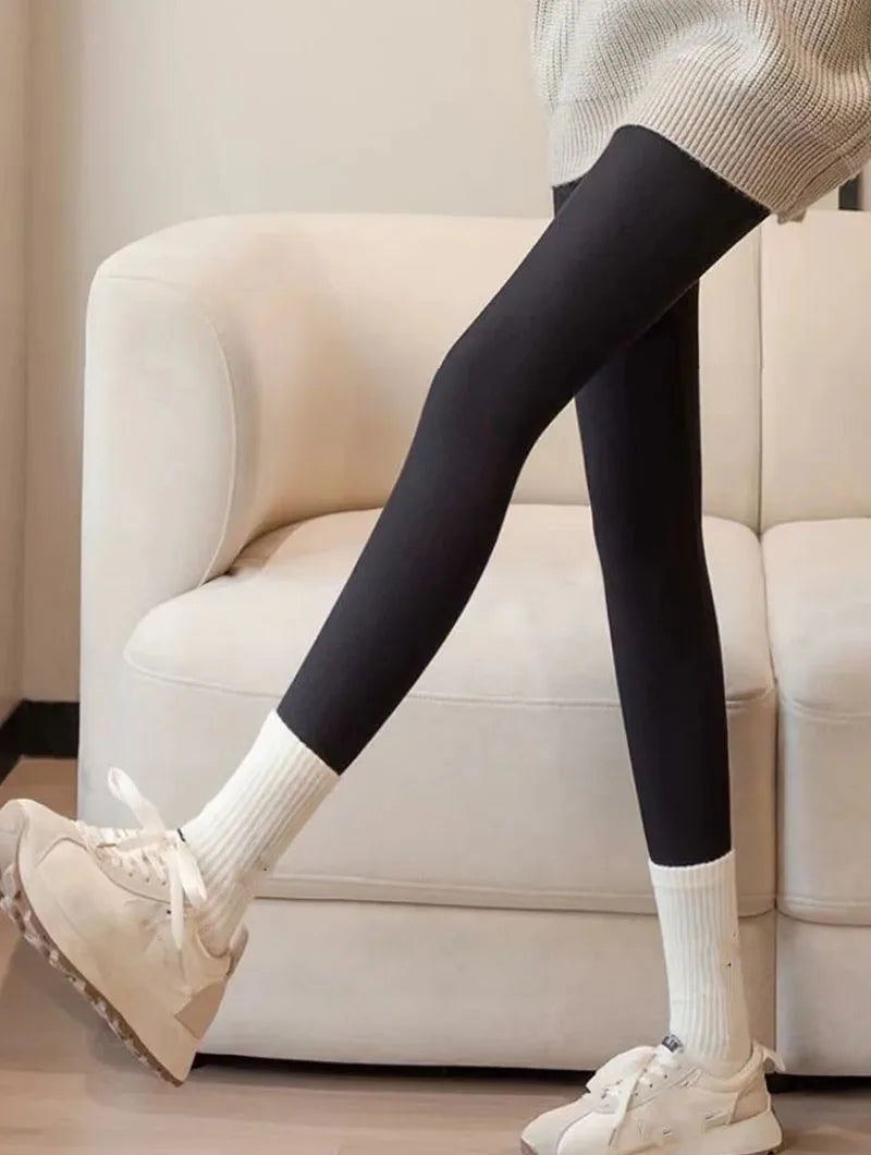 Xpqbb-Leggings d'hiver en velours d'agneau taille haute pour femme, collants chauds, pantalon de yoga, document solide, épais, sourire, commandé