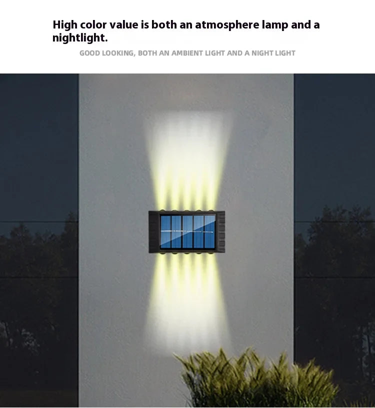 4/6/8/10LED s lampe murale solaire cour rue décor lumière extérieure étanche haut et bas éclairage lumineux jardin paysage lampe
