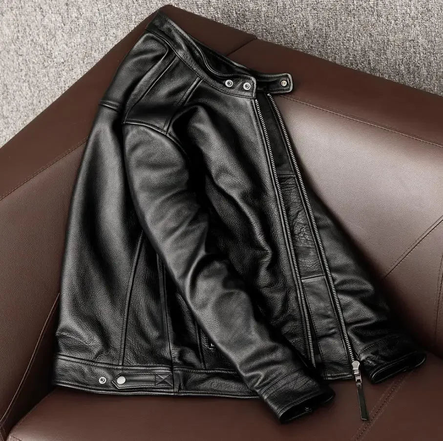 Wholesales.100% real cowhide Clothing.Brazilian.fashion.slim fit,natural leather jacket.Men Moto Rider.Clientes brasileiros