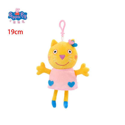 Peluches Peppa Pig et George authentiques de 19 cm, porte-clés de haute qualité, pendentif poupée animal de dessin animé, cadeaux d'anniversaire pour enfants