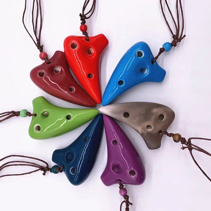 Mini Ocarina traditionnel en céramique colorée pour démarreur, musique Mayor, intérieur 6 trous