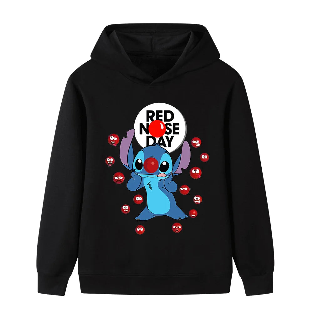 Stitch Fashion Cartoon Hoodies for Girls and Boys, Warm Autumn and Winter Children's Sweatshirts, Fashionable and Versatile Tops