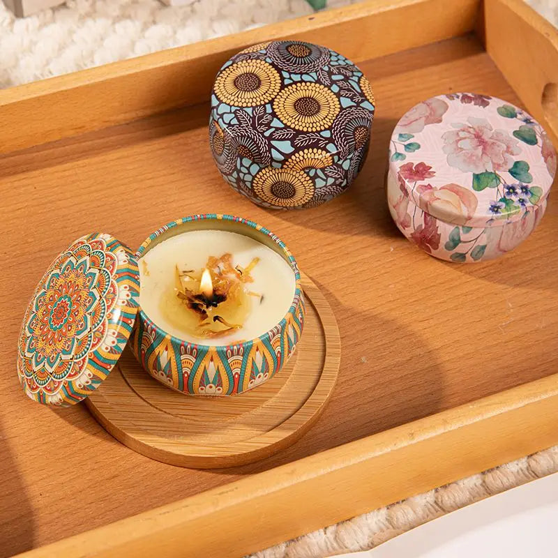 Bougies parfumées Osmanthus Gardenia avec pétales, petites bougies parfumées romantiques pour cadeaux d'anniversaire de filles, aromathérapie pour la maison
