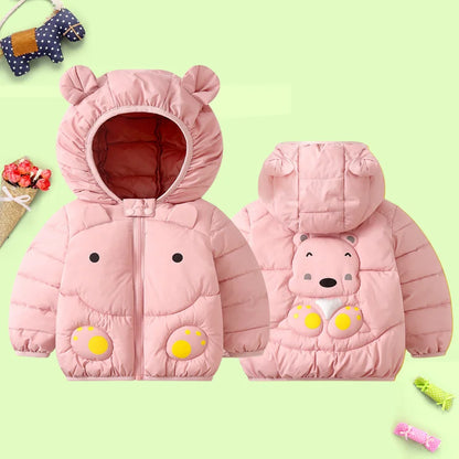 1-6T Hiver Bébé Filles Garçons Vêtements Manteaux Duvet Coton Dessin Animé Capuche Vestes Enfants Combinaison de Ski Salopette Costume de Tout-Petit