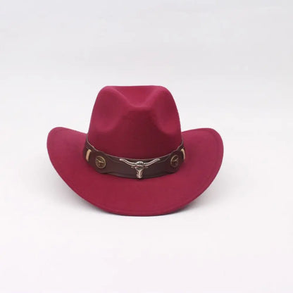 Chapeau de Cowboy occidental en laine Cool, chapeau de Jazz à large bord, couleur unie, chapeau de Cosplay de fête, casquettes de visière d'extérieur