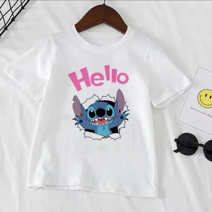 Stitch Stitch Series Peripheral Cartoon Pattern Printed Children's Clothing Summer Edition Boys and Girls Round Neck T-shirt