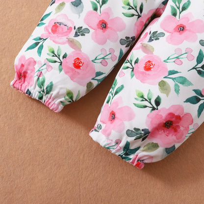 Ensemble de vêtements rose pour bébé fille 0-18 mois, tenue printemps et automne, body manches longues + pantalon floral + bandeau, 3 pièces, tenues de mode pour tout-petits