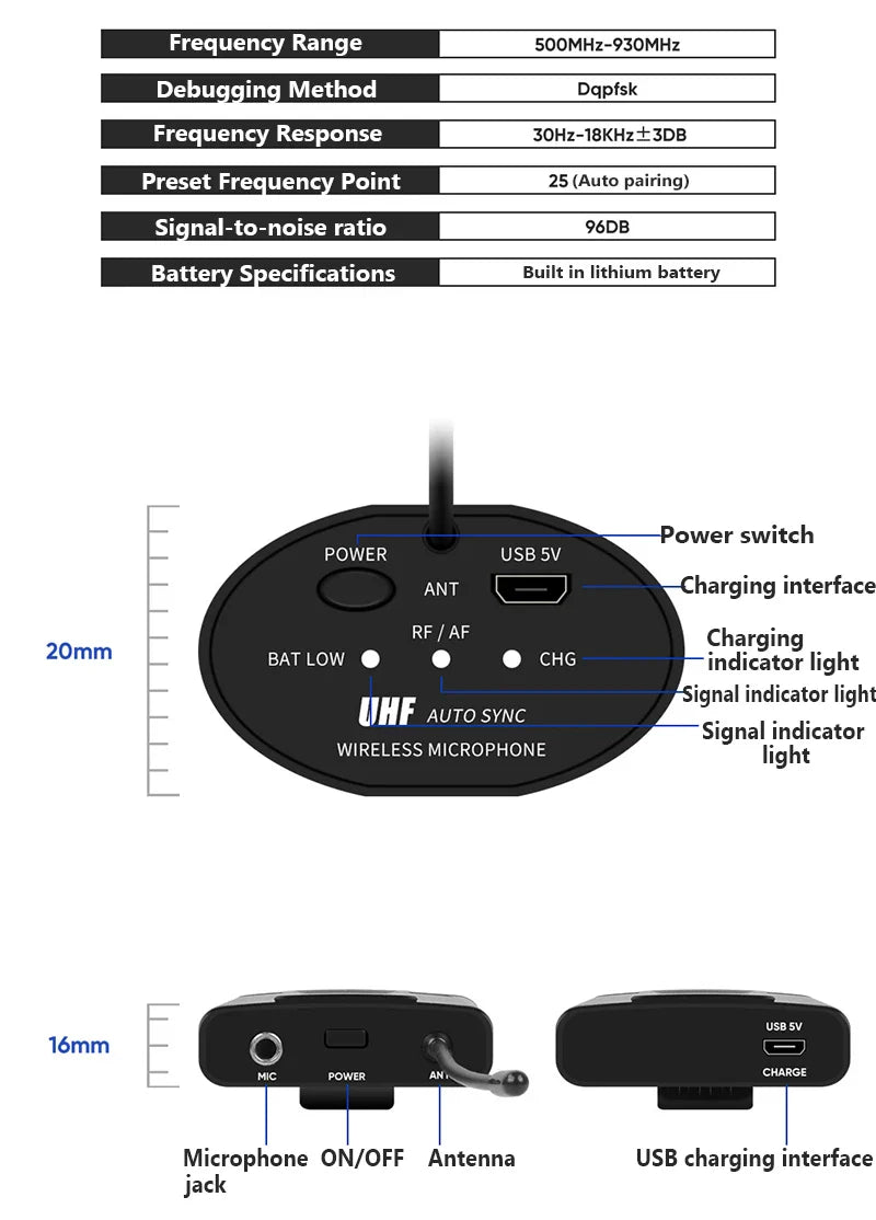 UHF Speech Wireless Microphone Lapel Headset Mini Portable Receiver Transmitter Professional Public Speaking Plug And Play