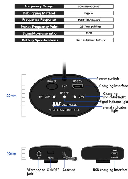 UHF Speech Wireless Microphone Lapel Headset Mini Portable Receiver Transmitter Professional Public Speaking Plug And Play