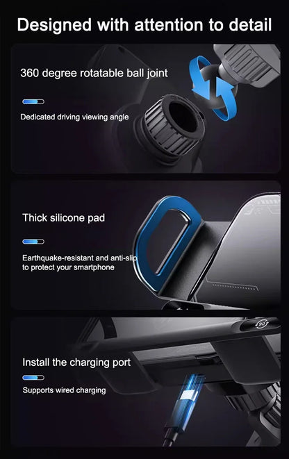 Reliable Car Mount Cell Phone Holder Durable fully motorized Silent Stable clamping Cell Phone Holder Safety Intelligent Durable