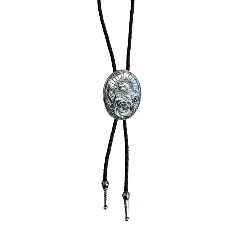 Collier occidental F42F, pendentif Rose sculpté, cravate Bolo pour adolescente, chemise, pull, décors