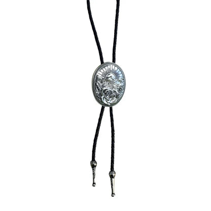 Collier occidental F42F, pendentif Rose sculpté, cravate Bolo pour adolescente, chemise, pull, décors