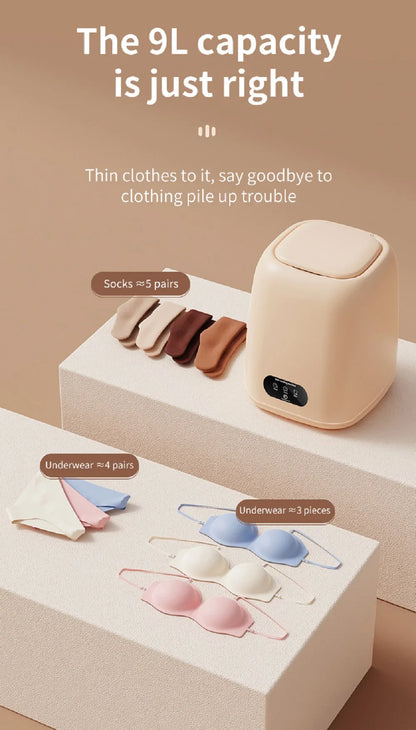 Mini Washing Machine,9L Capacity，Portable Home Dormitory Underwear Socks Elution Washer,3 Major Cleaning And Care Modes