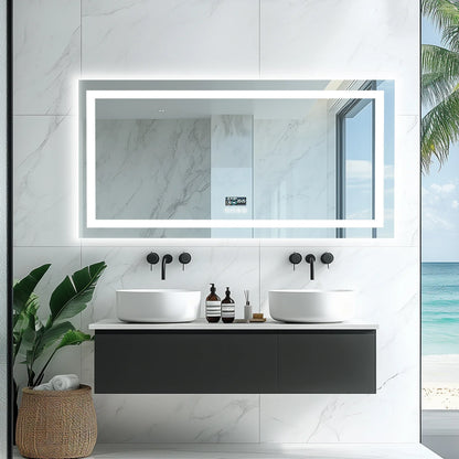 Fissuraminants pour miroir de maquillage LED, miroir de courtoisie avec lumières, miroir de maquillage à intensité variable, affichage numérique Bluetooth intelligent, mémoire de 3 couleurs