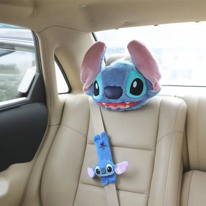 Stitch Car Headrest Neck Pillow Cute Cartoon Animal Soft Stuffed Doll Throw Pillow Car Auto Interior Accessories Christmas Gifts
