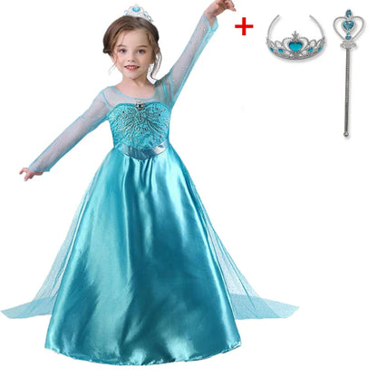 Robe Elsa pour filles de 3 à 10 ans, robe de princesse Elsa pour anniversaire, carnaval, Pâques, Halloween, fête, cosplay, costume pour filles