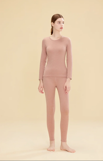 1 ensemble de sous-vêtements thermiques chauds en laine et soie pour femmes, ensembles de vêtements thermiques longs pour l'automne et l'hiver