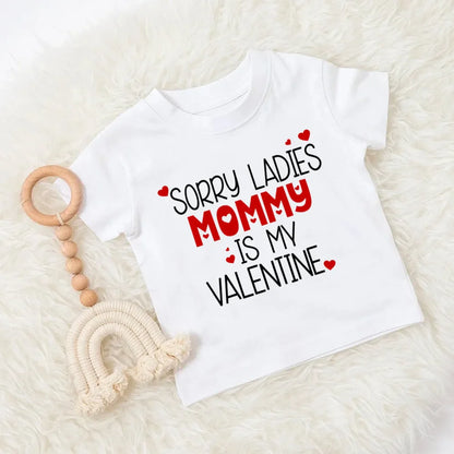 T-shirt imprimé pour maman et papa, vêtements pour enfants, hauts pour garçons et filles, tenue décontractée pour fête de la saint-valentin