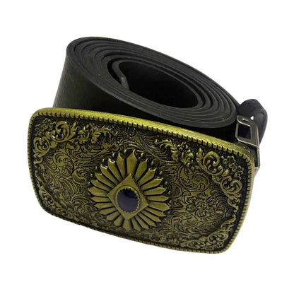 T-DISOM Men's Fashion Belt Buckle Tribal Ethnic Style Design Retro Embossing Western Cowboys Accessory