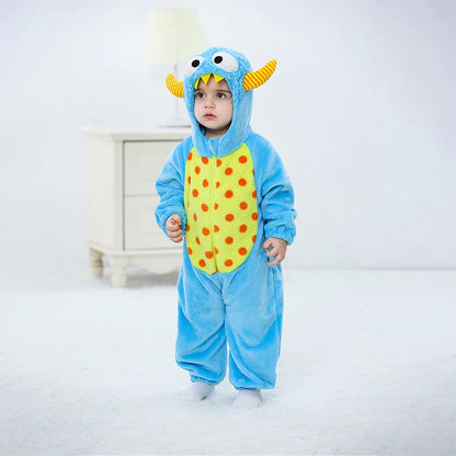 Adorable Infant Dinosaur Costume Cozy Fleece Hooded Romper Halloween  Toddler Jumpsuit for Winter Warmth