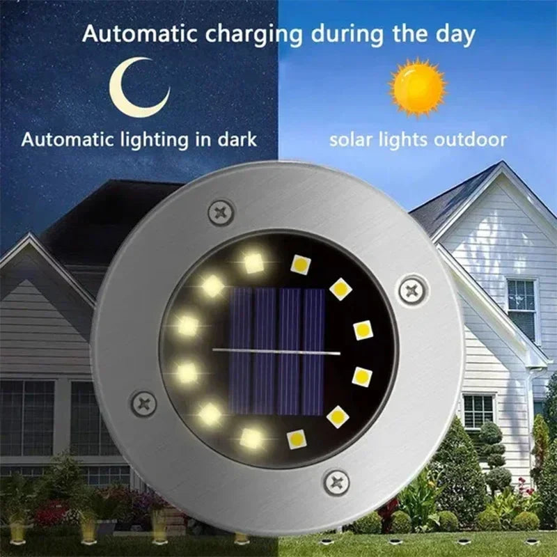 1/4/8 pièces lumières solaires extérieures 8/20LED s disque lampe souterraine projecteur enterré lumière solaire pour la maison jardin pelouse cour décoration