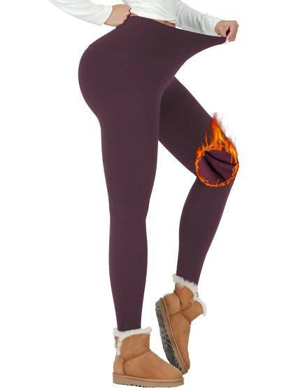 Leggings taille haute doublés en polaire thermique pour femme. Collants chauds et épais pour l'entraînement, pantalons de yoga doux, hiver