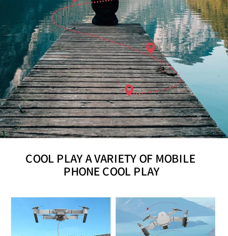 Drone FPV WiFi E88 Pro 2025 – Caméra simple/double 4K/1080P, HD grand angle, maintien d'altitude, jouet d'hélicoptère RC quadrirotor pliable