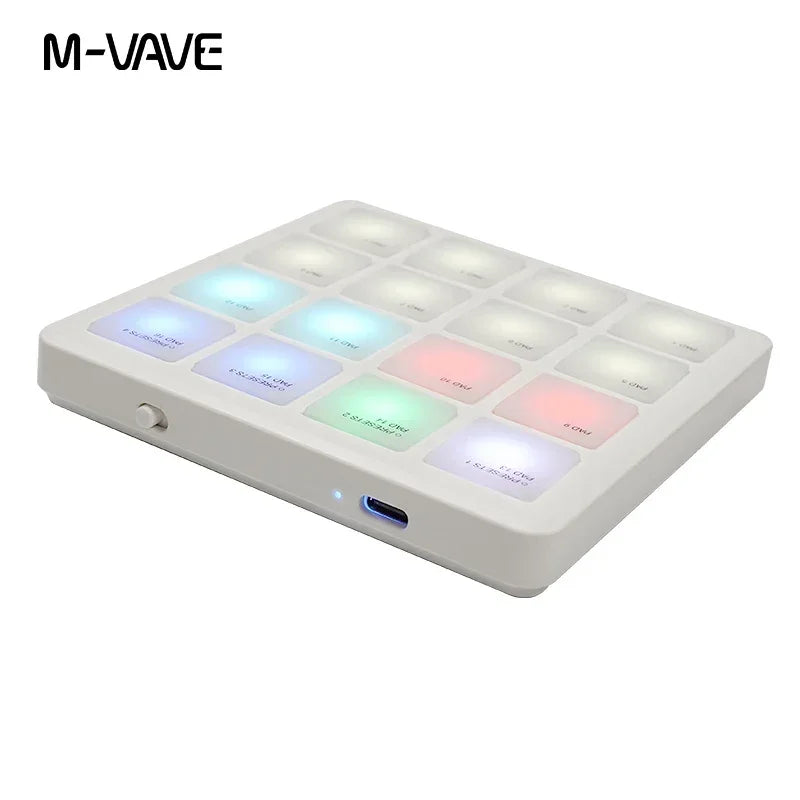 Contrôleur de poche MIDI sans fil M-VAVE SK-16 SMC-PAD, 16 tampons, Instruments de clavier à Percussion adaptés