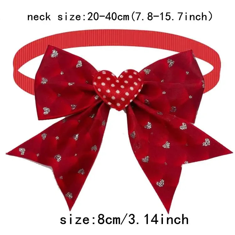 50pcs mignon chien noeud papillon amour coeur Style fournitures pour animaux de compagnie saint valentin petit chien rouge chiot noeud papillon chien chat collier accessoires