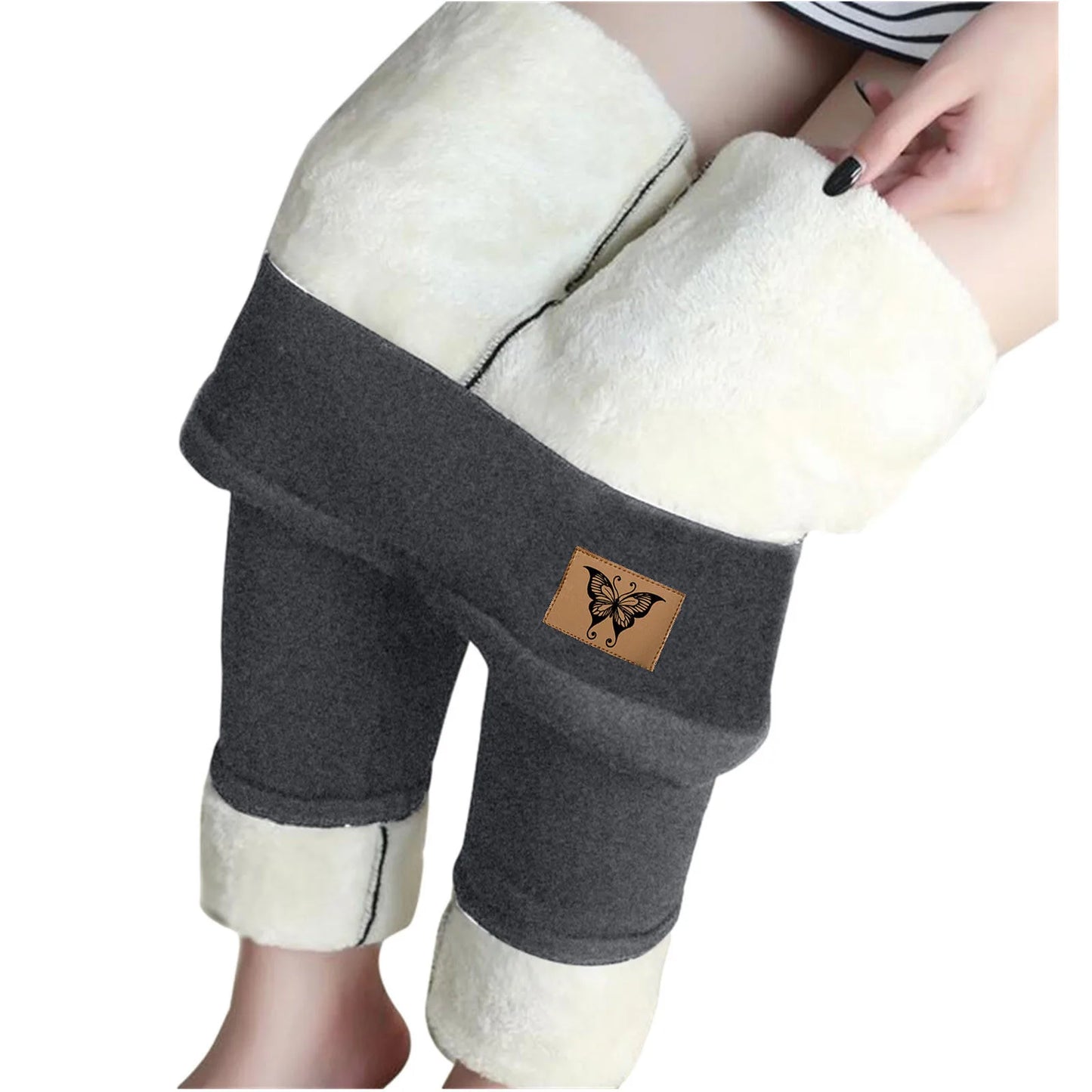Leggings d'hiver doublés de velours pour femmes, pantalons chauds, taille haute, monochromatique, confortable, extensible, thermique, grande taille, sourire