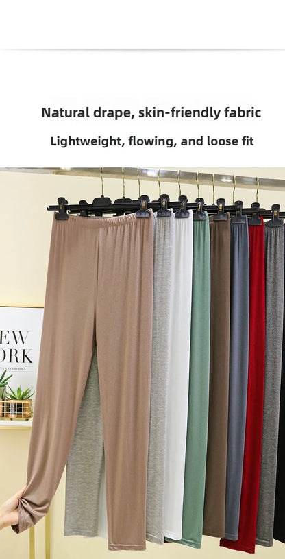 Leggings ajustés taille haute en modal, fins et élastiques, pour le printemps et l'automne, sous-vêtements, vêtements d'intérieur, pantalons longs grande taille