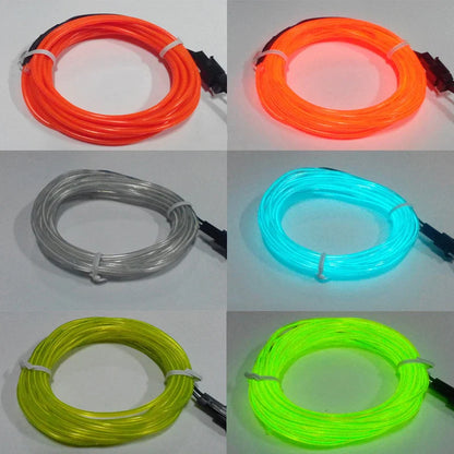 Câble lumineux EL Wire 1m/3m/5m, lumières d'ambiance intérieure de voiture, fête de danse, maison, néon, bricolage, Costumes, décoration, bande LED, lumière ambiante