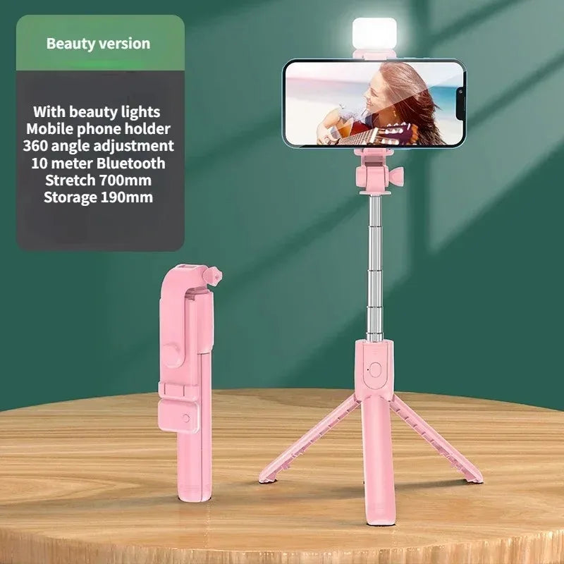 Trépied sans fil pour perche à Selfie, avec télécommande Bluetooth légère, extensible, pour iPhone, téléphone portable, Tiktok, Streaming en direct