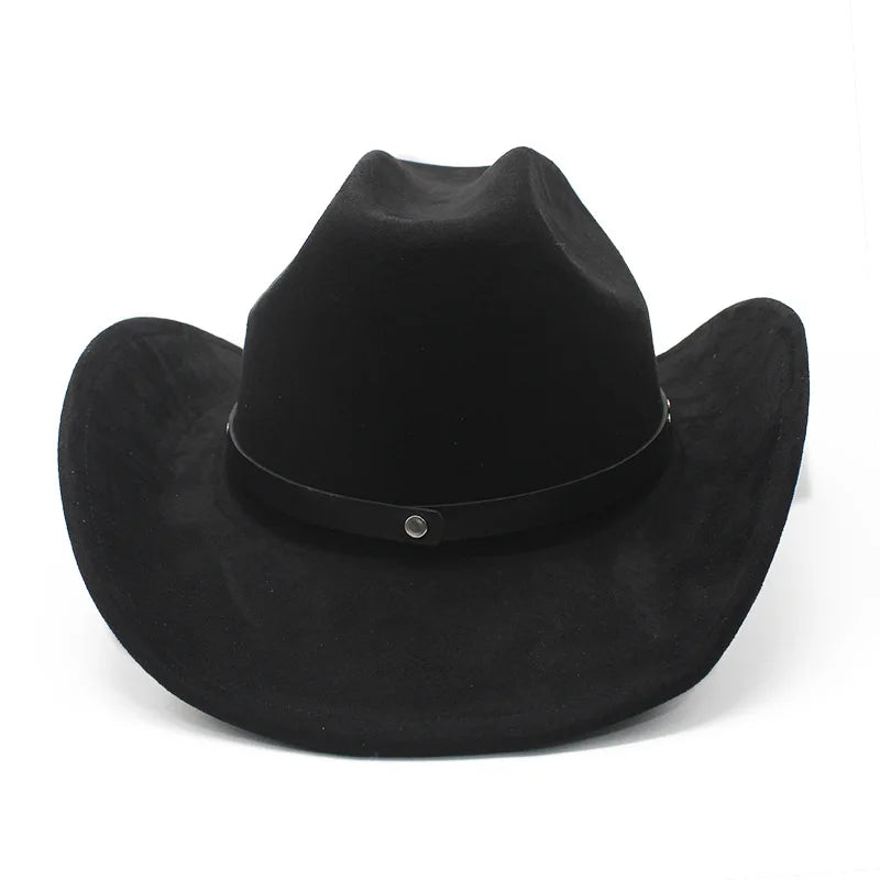 Men's Cowboy Hat with Studded Strap Classic Outdoor Cap with Curved Brim Cotton-Polyester Blend Size 57-58cm Four Seasons