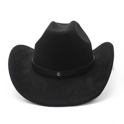 Men's Cowboy Hat with Studded Strap Classic Outdoor Cap with Curved Brim Cotton-Polyester Blend Size 57-58cm Four Seasons