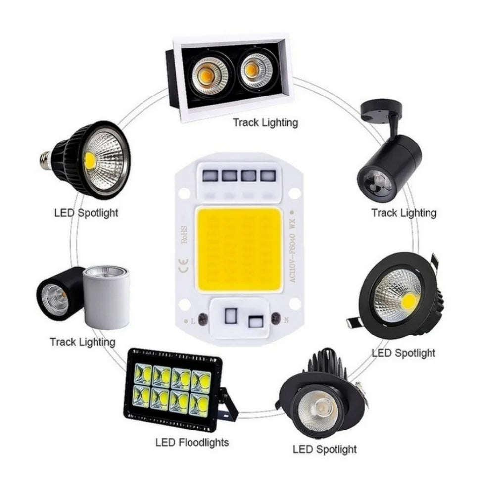 LED COB lampe perle 20W 30W 50W 220V IP65 IC intelligent pas besoin de pilote bricolage projecteur LED ampoule projecteur extérieur puce lampe plus brillante