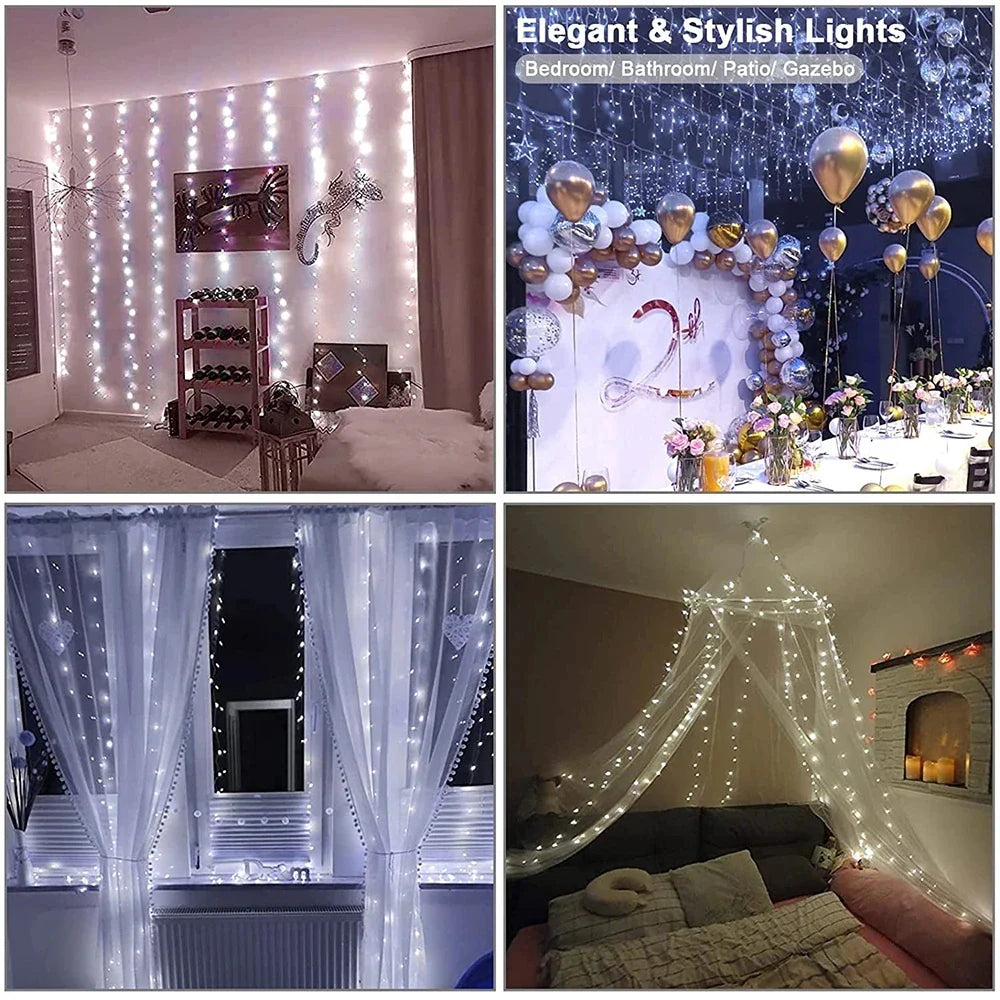 1pc USB 3x3/3*2/3*1 LED rideau chambre lumières guirlande de noël fée lumière feston mariage maison chambre décoration éclairage