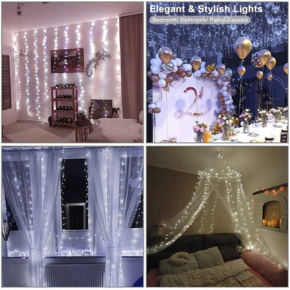 1pc USB 3x3/3*2/3*1 LED rideau chambre lumières guirlande de noël fée lumière feston mariage maison chambre décoration éclairage