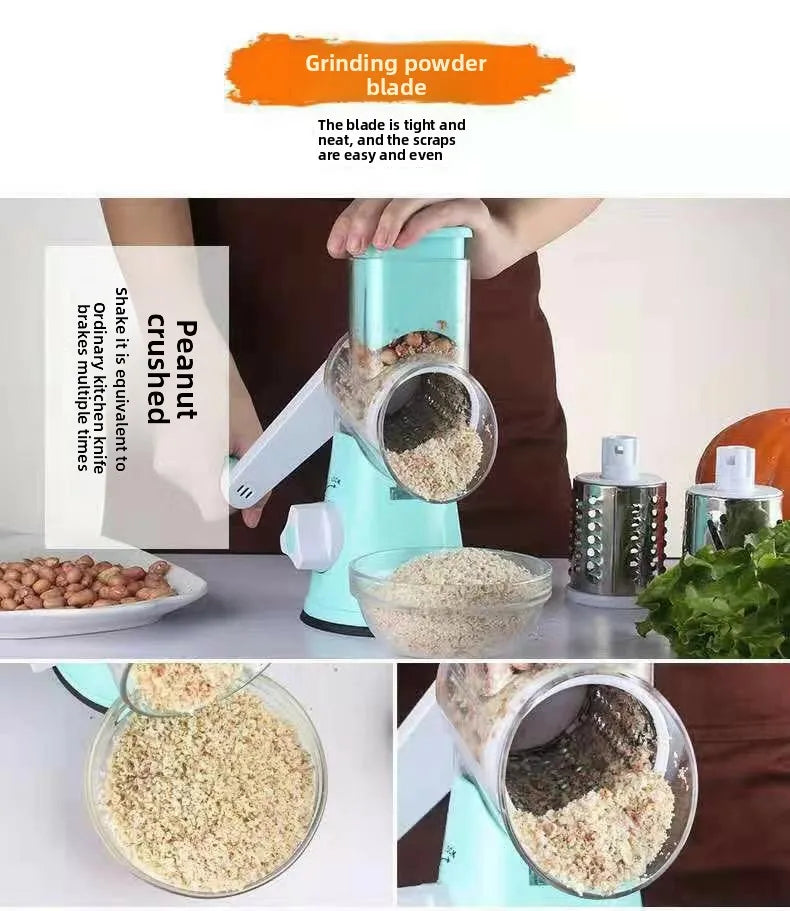 Multifunctional vegetable cutter hand-cranked rotate grater three-in-one roller vegetable cutter vertical four-in-one slicer