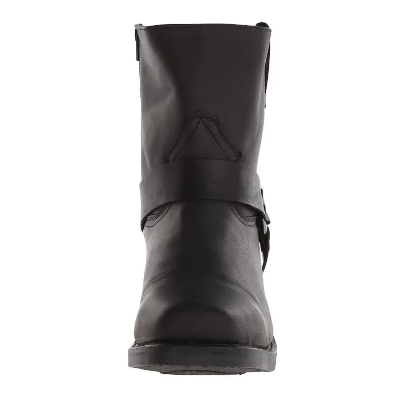 Retro Cowboy Boots Men Mid Calf Western Boots Mixed gender Leather Boots Man Slip On Shoes Winter Knight  Booties Size 48