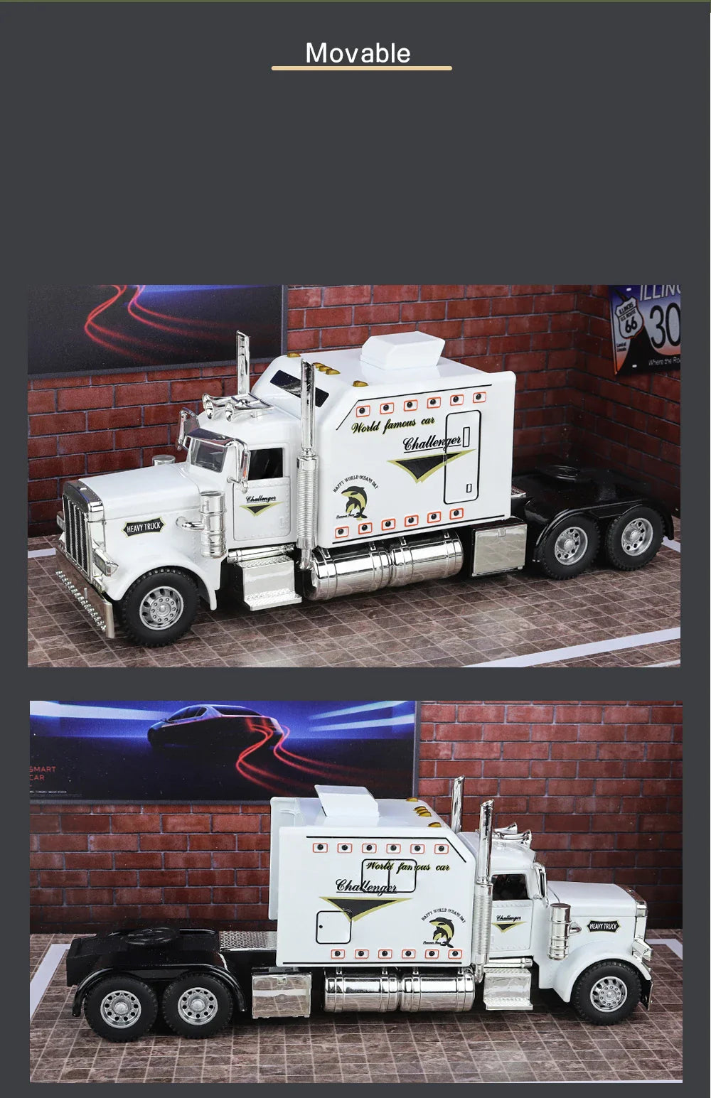 1/24 American Tractor Peterbilt 389 Alloy Simulation Diecast Model Car Collection Christmas Gifts Sound & Light Toys For Kids