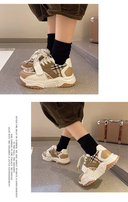 Chaussures de sport pour enfants garçons et filles, nouvelles baskets rétro d'automne, chaussures de tennis pour enfants et adolescents, chaussures de course décontractées à carreaux pour étudiants