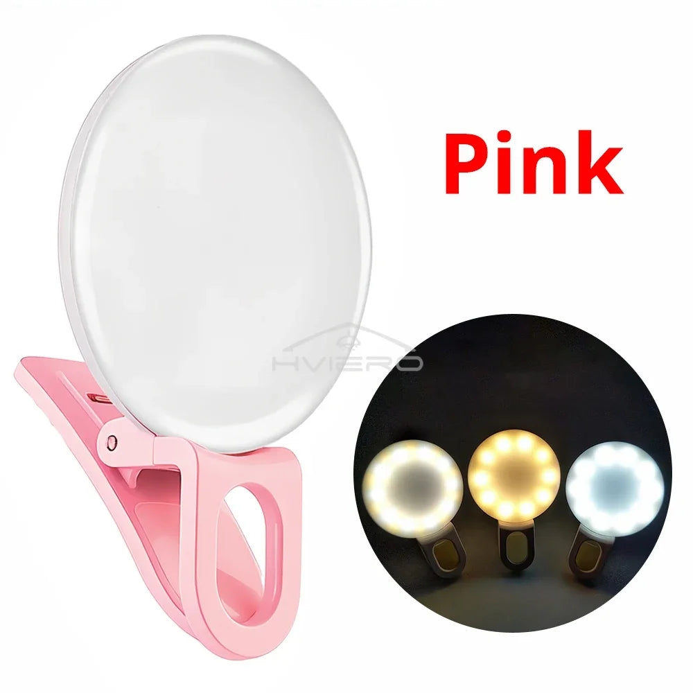 Anneau lumineux Led pour Selfie, Rechargeable par USB, lumières de remplissage, luminosité chaude et froide réglable, pour appareil Photo, vidéo, accessoires de Streaming en direct