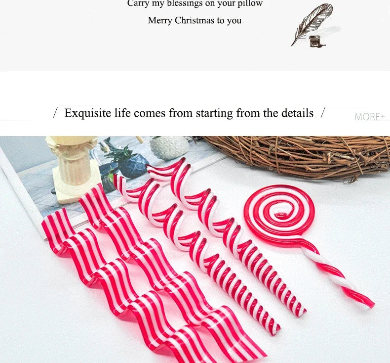 Cannes à bonbons de Noël en acrylique, pendentif béquille torsadé pour arbre de Noël, décorations de Noël pour le Nouvel An, ornements, cadeaux