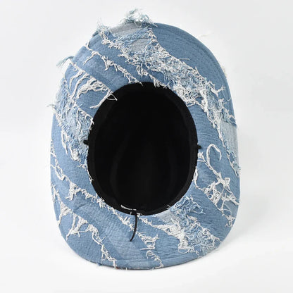 Western Cowboy Hat for Women Men Washed Denim Cowgirl Jazz Hat Suitable for Daily Casual Wear, Western Cowboy Party, Bar Cowboy