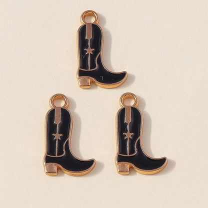 Leslie 10 pièces jolies filles bottes de cowboy et chapeau breloques pendentifs pour la fabrication de bijoux collier boucles d'oreilles bricolage Cowgirl chapeau charme cadeaux