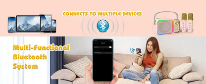 Bluetooth Speaker Accessory Portable RGB LED Light Karaoke With 1-2 Wireless Microphones Effects HIFI Stereo Surround Voice