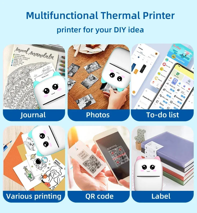 MINI Portable Thermal Printer Wireless Memo Label Machine 200dpi Bluetooth Inkless Pocket Imprimante Phone Notes Printing Paper