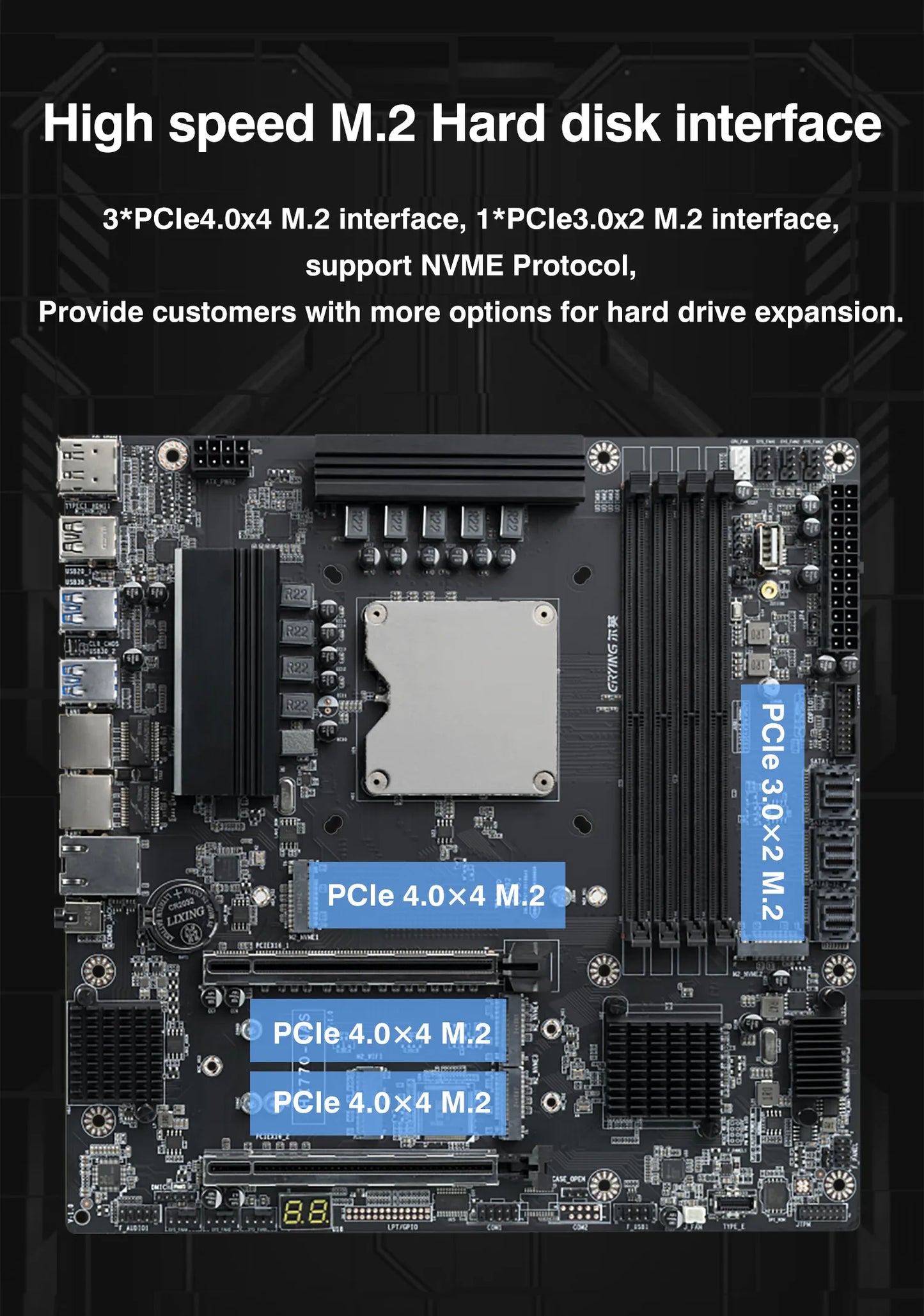 Erying NAS Gaming Motherboard CPU Combo i5 14500HX Core processor 4*NVME 12*SATA 4*DDR5 2*PCIe4.0 1*10G Network Lan Mainboard